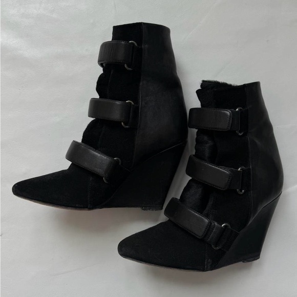 Rare Isabel Marant Scarlet Black Ponyhair wedge heels/boots - Picture 3 of 6